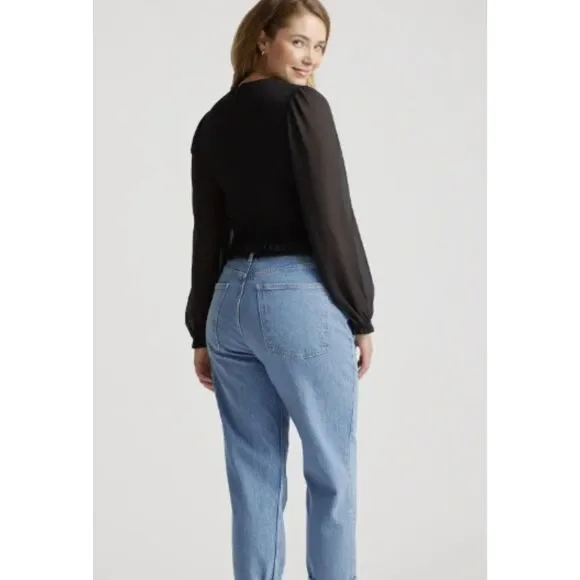 quince Chiffon Cropped Smocked Blouse xs - Picture 2 of 4